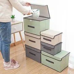 GENERICO - Caja de almacenamiento plegable a prueba d polvo para ropa color Beige