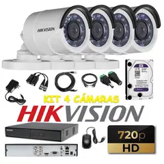 HIKVISION - Kit 4 Cámaras Seguridad Tubo HD 1TB