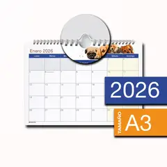 MIHUACO - Planner Planificador Calendario 2026 Mensual -A3 - Perritos