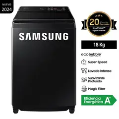SAMSUNG - Lavadora 18 Kg Ecobubble Smart Carga Superior WA18CG6745BVPE Negro