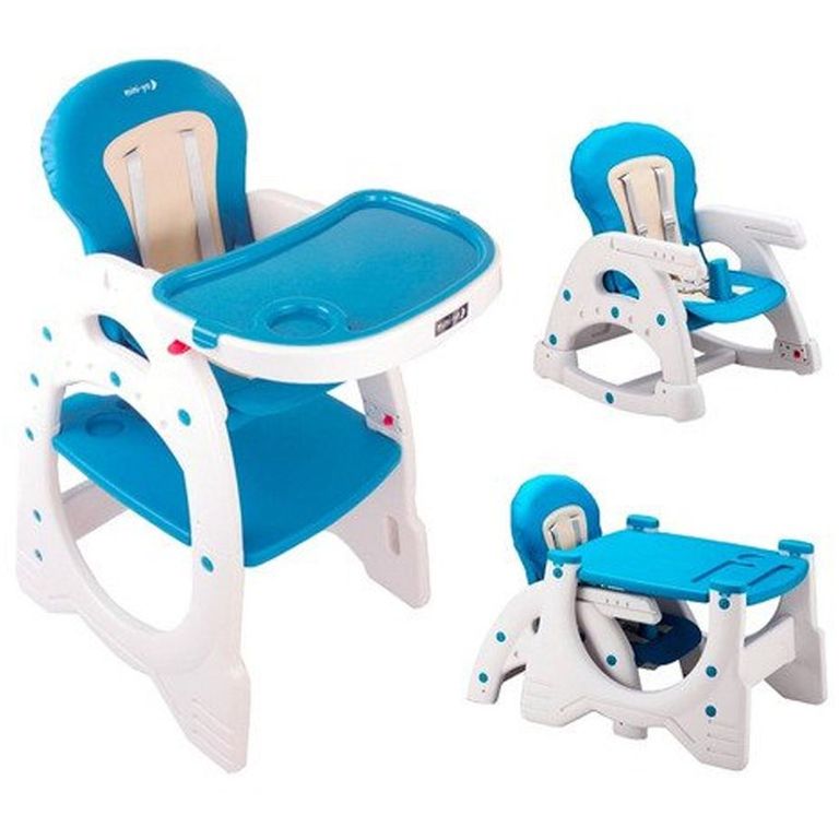 Silla Comedor Para Bebé 4 en 1 Escritorio Mesa Mecedor Azul