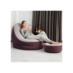 BESTWAY - Sofá sillón inflable con posa pies puff inflable-MARRON