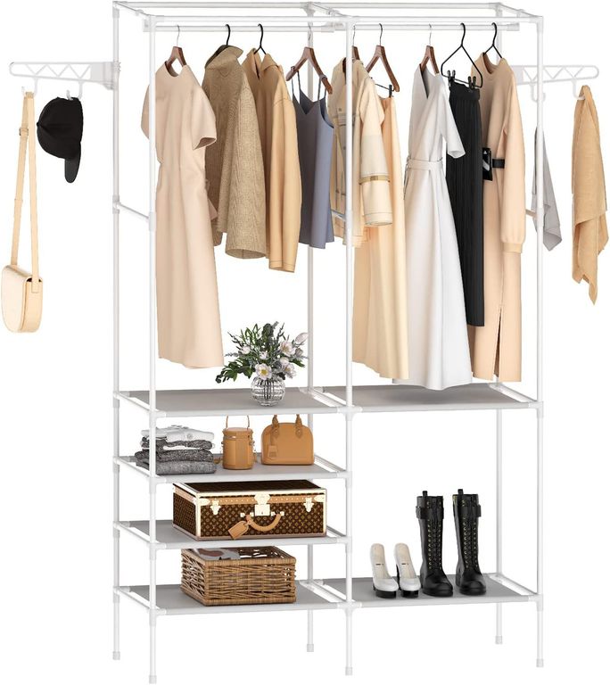 Ropero Perchero Organizador Armario Closet Armable 2 Cuerpos Blanco