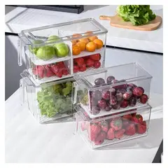 GENERICO - Taper organizador de refrigerador con asa y divisiones