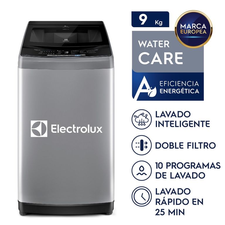 Lavadora Electrolux carga superior 9kg con ahorro de agua y energía Gris EWIW09F2USVG