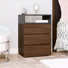 VILLA HOGAR - Velador bruss wengue con cubo negro -