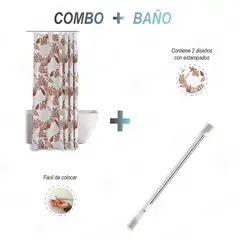 GENERICO - Cortina para baño con diseño barra para cortina de baño