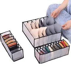 ELMEJORPRECIO - Juego de 3 Organizadores De Ropa Interior Plegable Negro