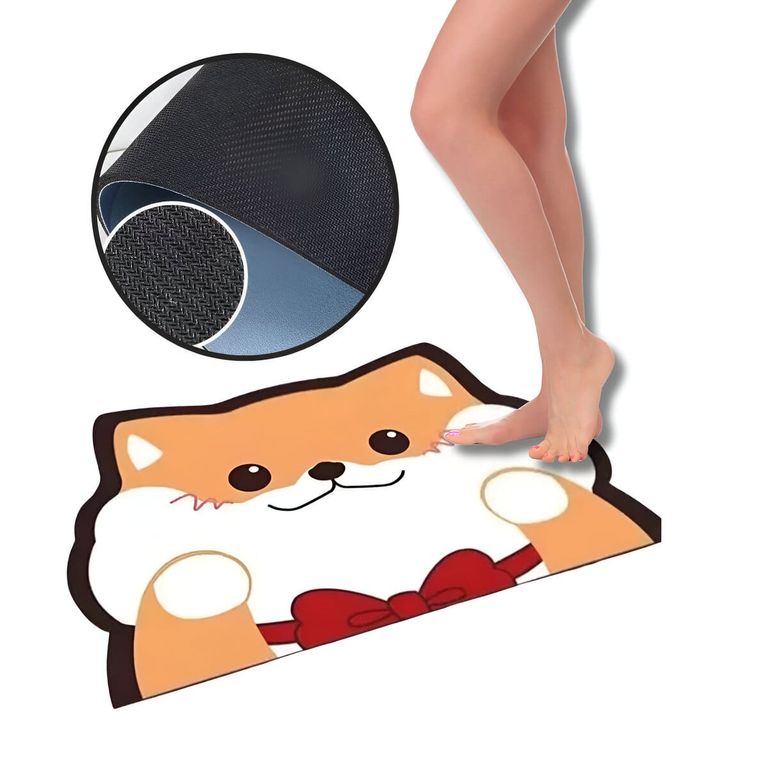Alfombra Absorbente Antideslizante Para Baño Cocina Gato Naranja