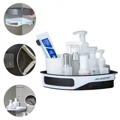 ELMEJORPRECIO - Esquinero Organizador con adhesivo para Baño Cocina y Ducha Negro