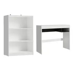 MADESA - Escritorio Moderno Rubí + Mueble Estante Librero de 3 Niveles