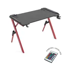 DECORPLAS - Mesa Gamer Delta Red Con Luces Led 120X60Cm