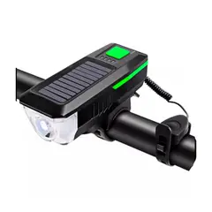 GENERICO - Luz Led Bicicleta Delantera Timbre Solar Recargable VERDE