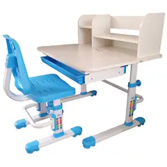 GENERICO - Escritorio Para Niños Regulable En Altura Con Silla - Azul