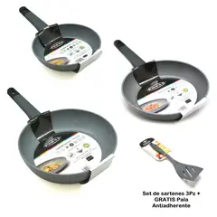 PRESS - Set de Sartenes Antiadherente 20cm 24cm 28cm más Pala De Cocina -