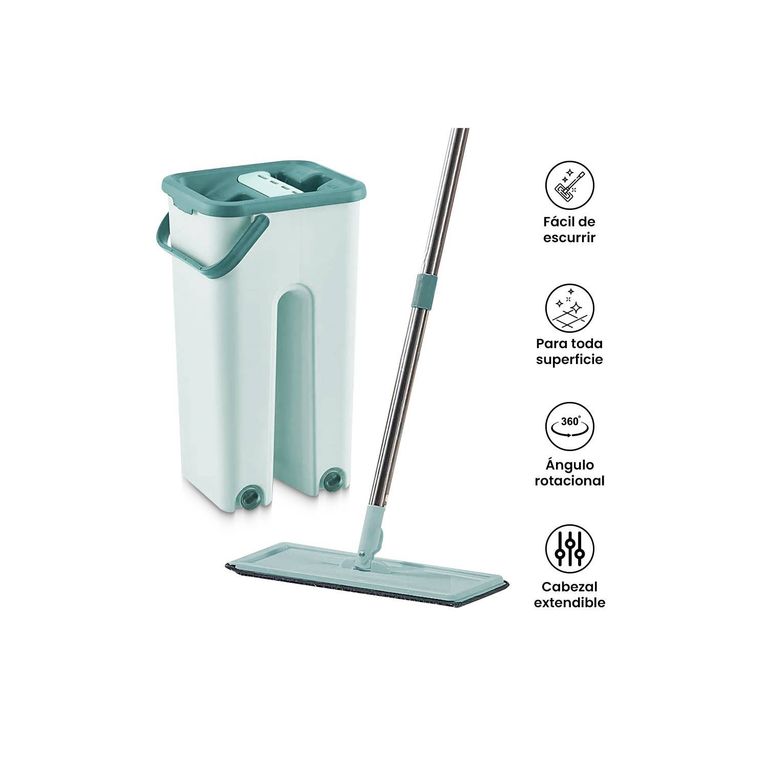 Escurridor y Trapeador Plano Rectangular 360° - Verde