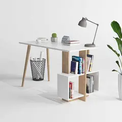 VENTITAS HOME - Escritorio Vintage con Repisa Envy Color Duna y Blanco