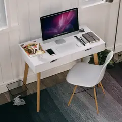 VENTITAS HOME - Escritorio Luna 2 Cajones Blanco Melamina