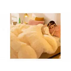 GENERICO - Edredones de Peluche Set de 4 Piezas de Calidad CAMELLO CLARO