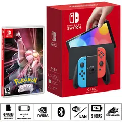 Nintendo - Consola nintendo switch oled neon + pokemon perla