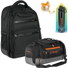 Truper - Combo Mochila Porta laptop Maleta deportiva viaje termo