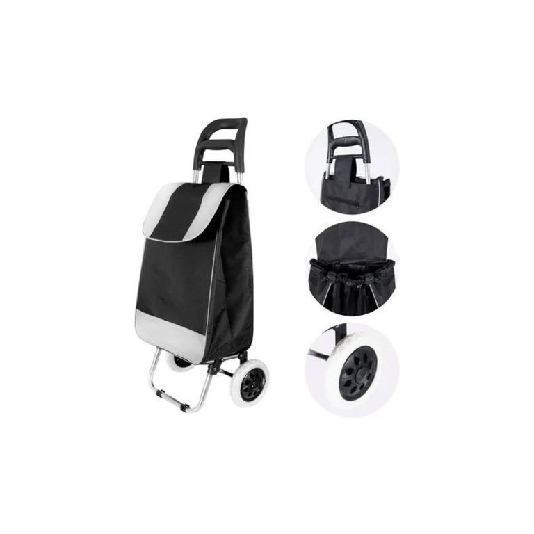 Carrito de Compras Multiusos 2 Ruedas Plegable Negro