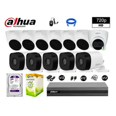 DAHUA - CÁMARAS SEGURIDAD KIT 12 HD 720P 2TB 1 CÁMARA CON AUDIO COMPLETO