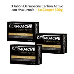 GENERICO - 3 Jabón Dermoacne Carbón Activo con Hyaluronic - La Cooper 100g