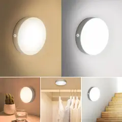 OEM - Luz led blanca reflector circular sensor de movimiento recargable