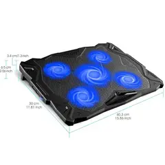 GENERICO - Cooler Para Laptop y Notebook Soporte Base con 5 Ventiladores