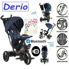 EBABY - Triciclo Musical Luces Reclinable AsientoGiratorio Bluetooth
