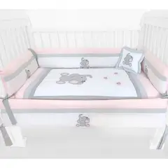BABY MERINOS - Set de Cuna y 4 protectores 130x70cm - Elefante