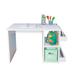 WONDER WOOD MUEBLERIA - Escritorio Montessori para Niños 2 a 7 años con 2 compartimientos y 2 portacuentos Blanco