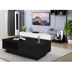 VILLA HOGAR - Mesa de centro Stelar con dos cajones negro -