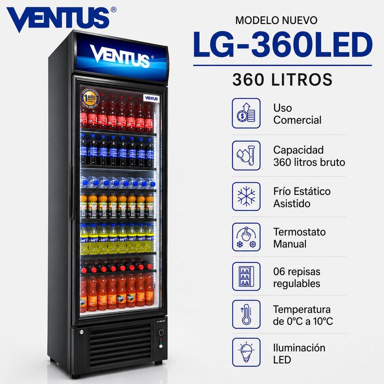 Visicooler de 1 Puerta de 360Lt LG-360LED - VENTUS