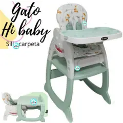 HI BABY - Silla de Comer Acolchonado Gato VERDE