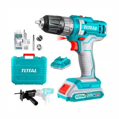 TOTAL TOOLS - COMBO TALADRO ATORNILLADOR INALÁMBRICO DE 38 ADAPTADOR CALADORA