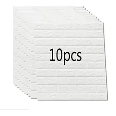 OEM - Papel Tapiz Autoadhesivo Decoración 3D Ladrillo Blanco 10 Pcs