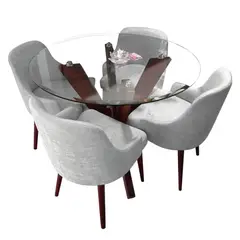 ALTO HOGAR - Juego de Comedor 4 Sillas Yenlu Gris Claro Madera Tornillo