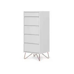 YOLODECORO - Cómoda Tocador 5 Cajones Elona Gris y Cobre