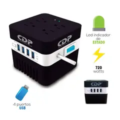 CDP - Estabilizador RU-AVR604I 600VA/720W 4 Salidas 4 Port USB