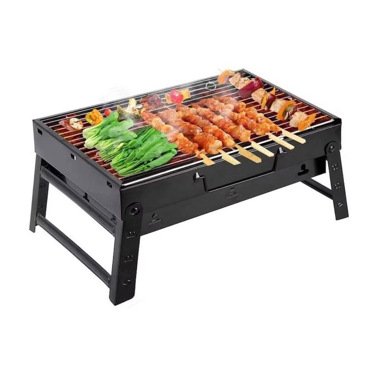 Parrilla a Carbón Plegable Portátil Picnic Jardín Terraza Cuadrada