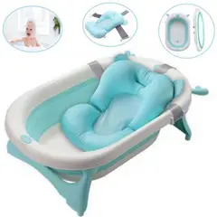 BABY HAPPY - Bañera Tina de Baño Plegable cojín CELESTE