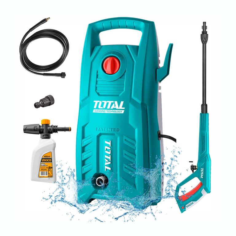 HIDROLAVADORA 1400W ELÉCTRICA 130BAR TOTAL SHAMPUNERA 400ML INGCO
