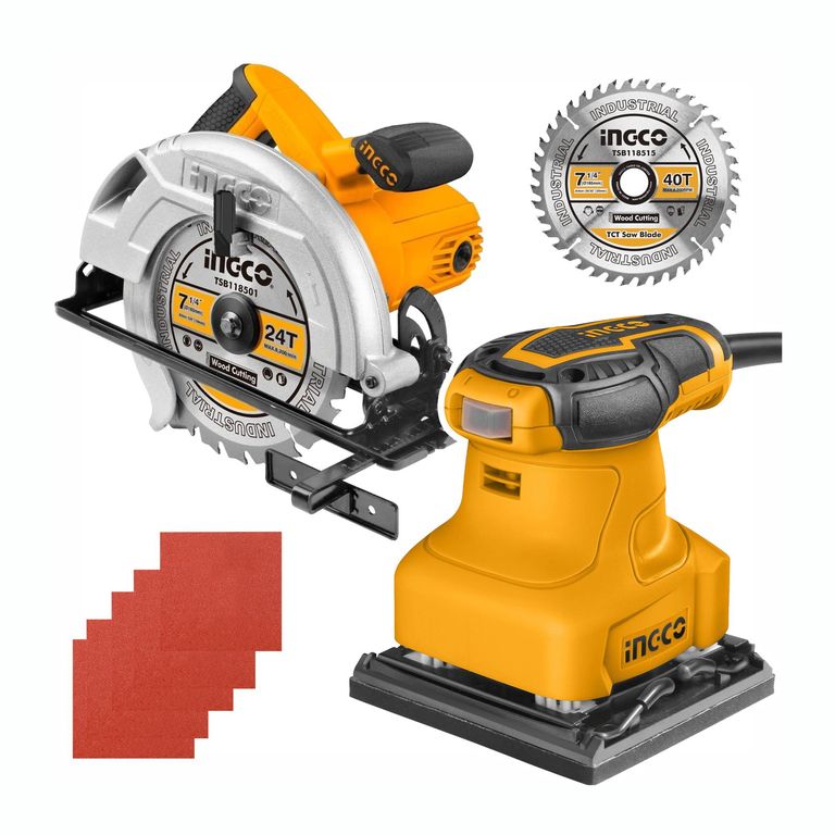 COMBO ELÉCTRICO SIERRA CIRCULAR 1600W LIJADORA ORBITAL 240W 