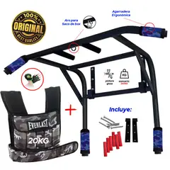 HOLGU - Barra Dominadas 2en1 Chaleco 20kg Guantes Regalo