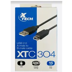 XTECH - Cable USB Impresora Printing 4.5m XTC-304 Negro