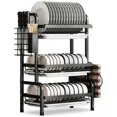MINARI - Escurridor De Platos 3 Niveles Acero Inoxidable 20E