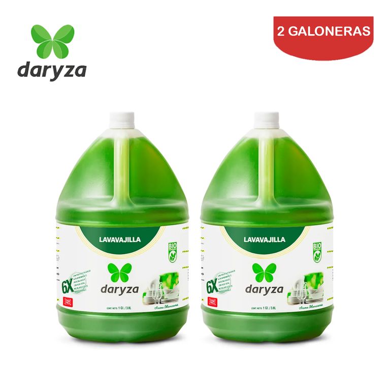 Lavavajilla líquido manzana galón DARYZA. Pack 2 galoneras