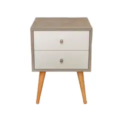 VENTITAS HOME - Velador Vintage 2 Cajones Color Gris